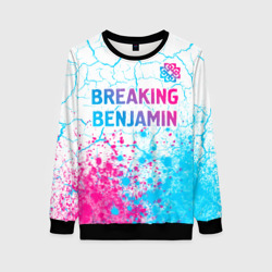 Женский свитшот 3D Breaking Benjamin neon gradient style посередине