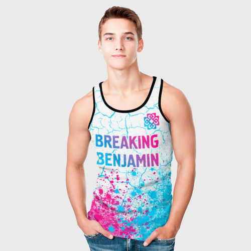 Мужская майка 3D Breaking Benjamin neon gradient style посередине, цвет 3D печать - фото 5