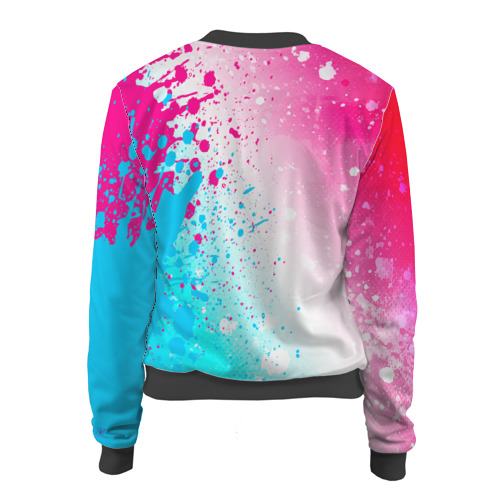 Женский бомбер 3D HIM neon gradient style по-вертикали, цвет черный - фото 2