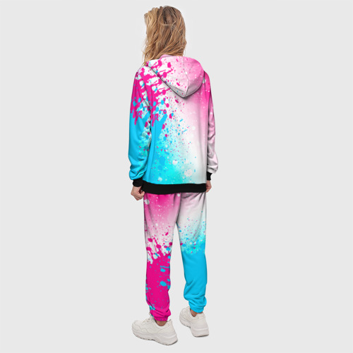 Женский костюм с толстовкой 3D HIM neon gradient style по-вертикали, цвет черный - фото 4