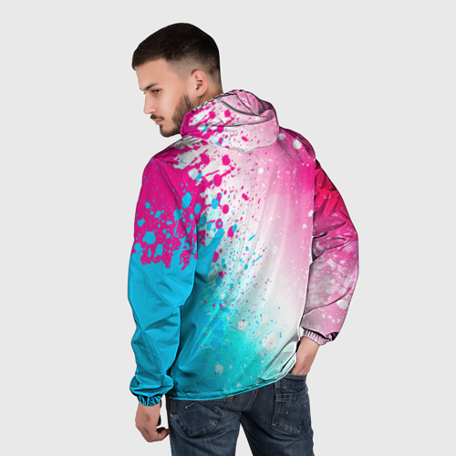 Мужская ветровка 3D HIM neon gradient style по-вертикали, цвет черный - фото 4