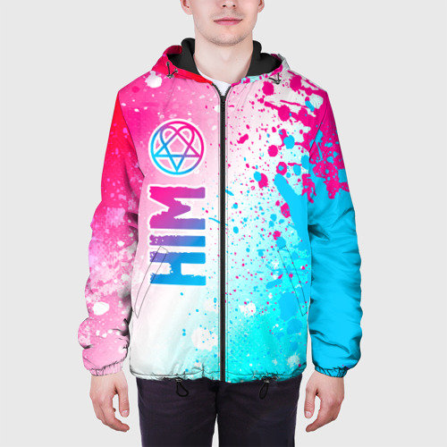 Мужская куртка 3D HIM neon gradient style по-вертикали, цвет 3D печать - фото 4