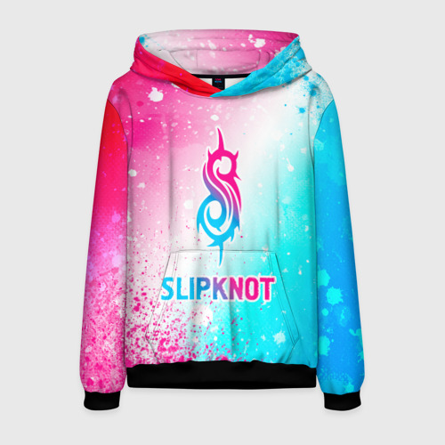 Мужская толстовка 3D Slipknot neon gradient style, цвет черный