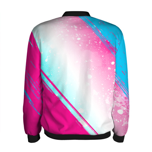 Мужской бомбер 3D Bring Me the Horizon neon gradient style вертикально, цвет черный - фото 2