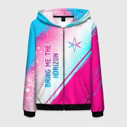 Мужская толстовка 3D на молнии Bring Me the Horizon neon gradient style вертикально