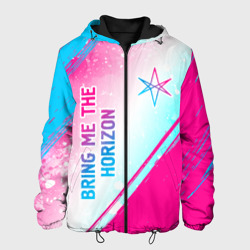 Мужская куртка 3D Bring Me the Horizon neon gradient style вертикально