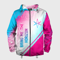 Мужская ветровка 3D Bring Me the Horizon neon gradient style вертикально