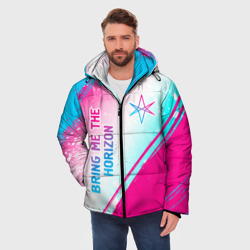 Мужская зимняя куртка 3D Bring Me the Horizon neon gradient style вертикально - фото 2