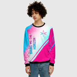 Мужской свитшот 3D Bring Me the Horizon neon gradient style вертикально - фото 2