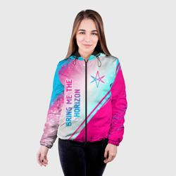 Женская куртка 3D Bring Me the Horizon neon gradient style вертикально - фото 2