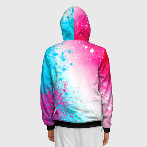 Мужская толстовка 3D на молнии In Flames neon gradient style по-вертикали, цвет черный - фото 4