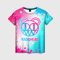 Женская футболка 3D Radiohead neon gradient style