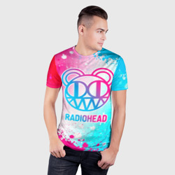 Мужская футболка 3D Slim Radiohead neon gradient style - фото 2
