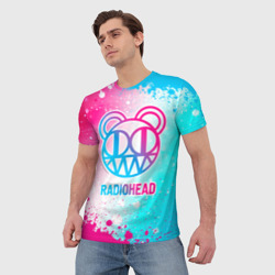 Мужская футболка 3D Radiohead neon gradient style - фото 2