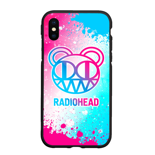 Чехол для iPhone XS Max матовый Radiohead neon gradient style