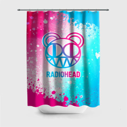 Штора 3D для ванной Radiohead neon gradient style