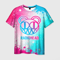 Мужская футболка 3D Radiohead neon gradient style