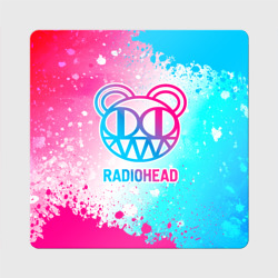 Магнит виниловый Квадрат Radiohead neon gradient style