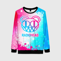 Женский свитшот 3D Radiohead neon gradient style