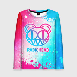 Женский лонгслив 3D Radiohead neon gradient style