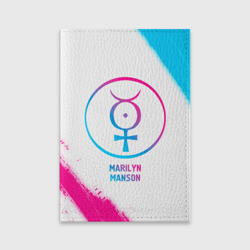 Обложка для паспорта матовая кожа Marilyn Manson neon gradient style