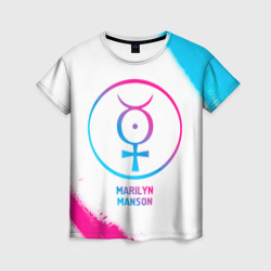 Женская футболка 3D Marilyn Manson neon gradient style