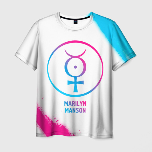 Мужская футболка 3D Marilyn Manson neon gradient style, цвет 3D печать