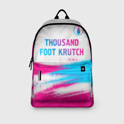 Рюкзак с принтом Thousand Foot Krutch neon gradient style посередине для любого человека, вид спереди №3. Цвет основы: белый