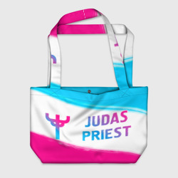 Пляжная сумка 3D Judas Priest neon gradient style по-горизонтали