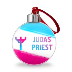 Ёлочный шар Judas Priest neon gradient style по-горизонтали