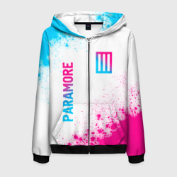 Мужская толстовка 3D на молнии Paramore neon gradient style вертикально