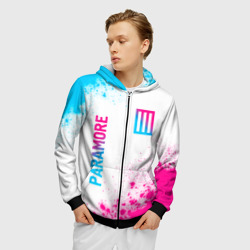 Мужская толстовка 3D на молнии Paramore neon gradient style вертикально - фото 2