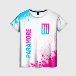 Женская футболка 3D Paramore neon gradient style вертикально