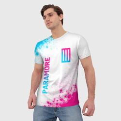 Мужская футболка 3D Paramore neon gradient style вертикально - фото 2