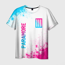 Мужская футболка 3D Paramore neon gradient style вертикально