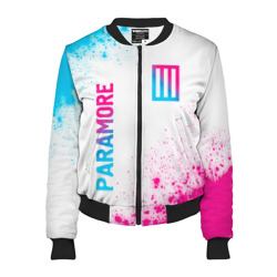 Женский бомбер 3D Paramore neon gradient style вертикально