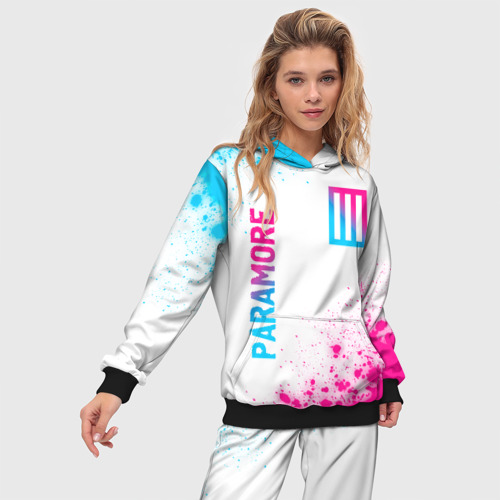 Женский костюм с толстовкой 3D Paramore neon gradient style вертикально, цвет черный - фото 3