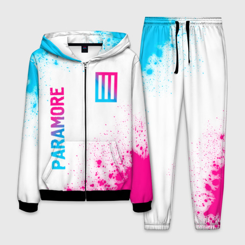Мужской 3D костюм с принтом Paramore neon gradient style вертикально, вид спереди #2