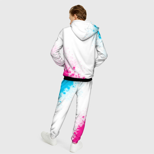 Мужской 3D костюм с принтом Paramore neon gradient style вертикально, вид сзади #2