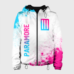 Женская куртка 3D Paramore neon gradient style вертикально