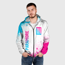 Мужская ветровка 3D Paramore neon gradient style вертикально - фото 2