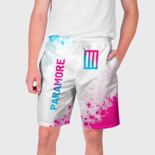 Мужские шорты 3D Paramore neon gradient style вертикально, цвет 3D печать