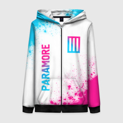 Женская толстовка 3D на молнии Paramore neon gradient style вертикально