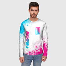 Мужской лонгслив 3D Paramore neon gradient style вертикально - фото 2