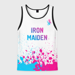 Мужская майка 3D Iron Maiden neon gradient style посередине