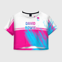 Женская футболка Crop-top 3D David Bowie neon gradient style посередине