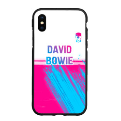 Чехол для iPhone XS Max матовый David Bowie neon gradient style посередине