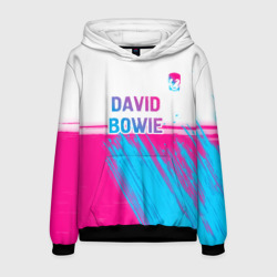 Мужская толстовка 3D David Bowie neon gradient style посередине