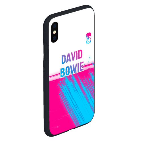 Чехол для iPhone XS Max матовый David Bowie neon gradient style посередине - фото 3