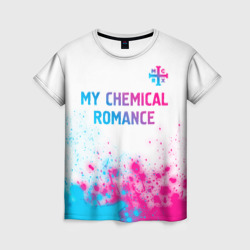 Женская футболка 3D My Chemical Romance neon gradient style посередине